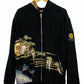 TATZU Remade Black Tomesode Kimono Zipper Hoodie｜Midnight Pine Reverie