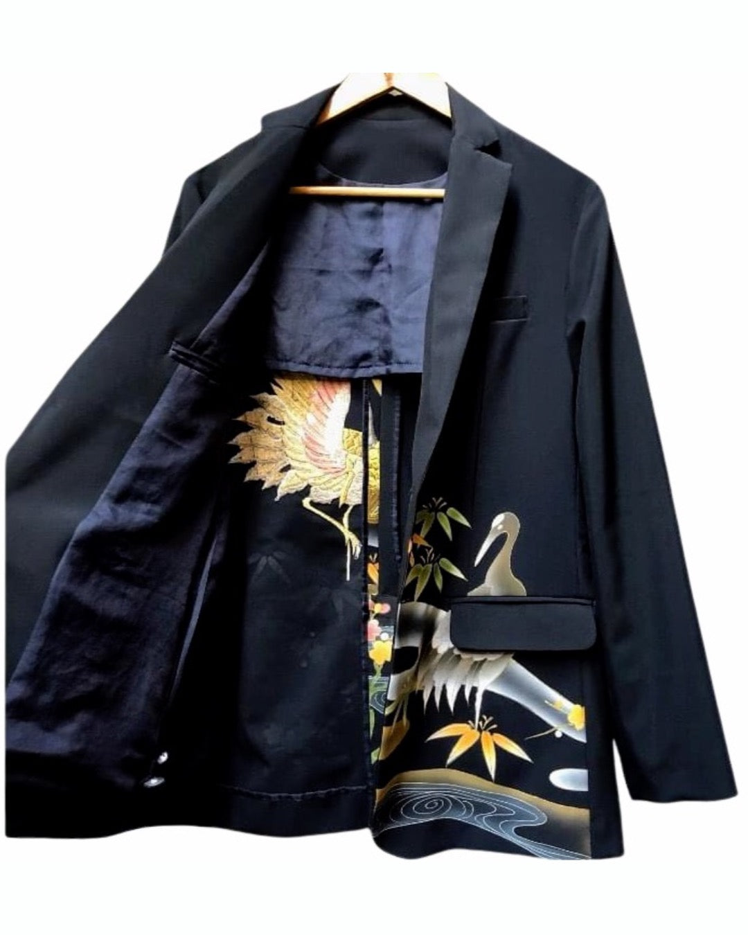 TATZU 黒留袖リメイク ノッチドラペルジャケット / Remade Kurotomesode Notch Lapel Jacket | Made to Order