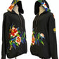 TATZU 黒留袖リメイク ジップパーカー｜Crimson Camellia Nocturne / Remade Black Tomesode Kimono Zipper Hoodie