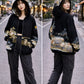 TATZU Remade Black Tomesode Kimono Zipper Hoodie｜Midnight Pine Reverie