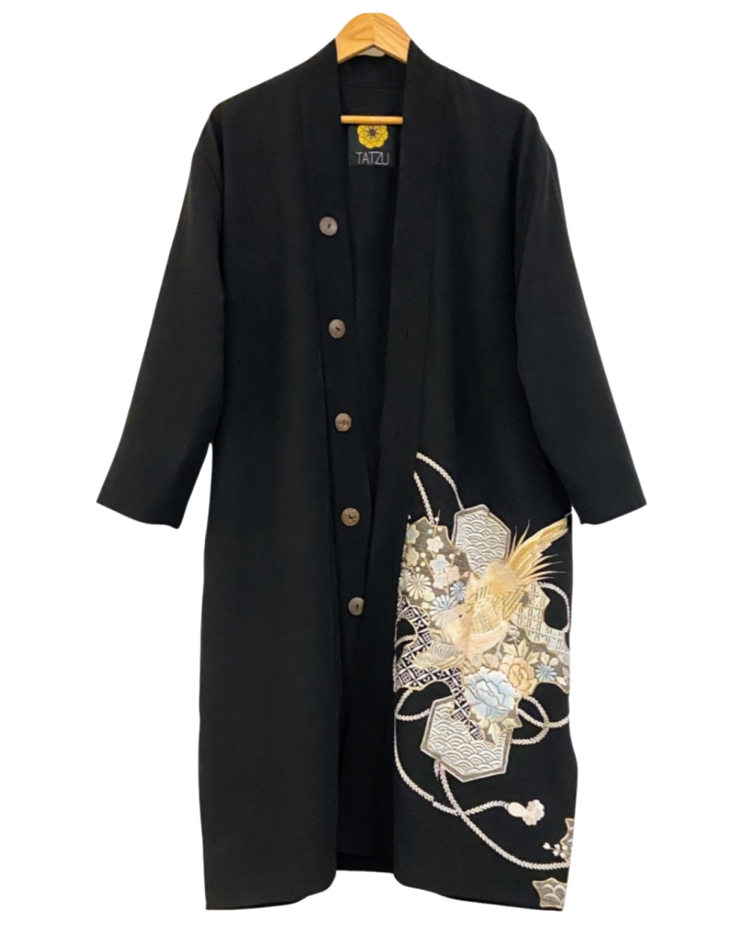 TATZU 黒留袖リメイク ロングカーディガン / Remade Kurotomesode Long Cardigan | Made to Order