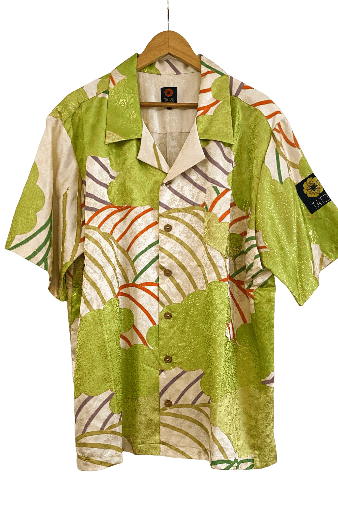 TATZU 着物リメイク アロハシャツ｜即納限定アイテム XXL / Emerald Wave エメラルド・ウェーブ