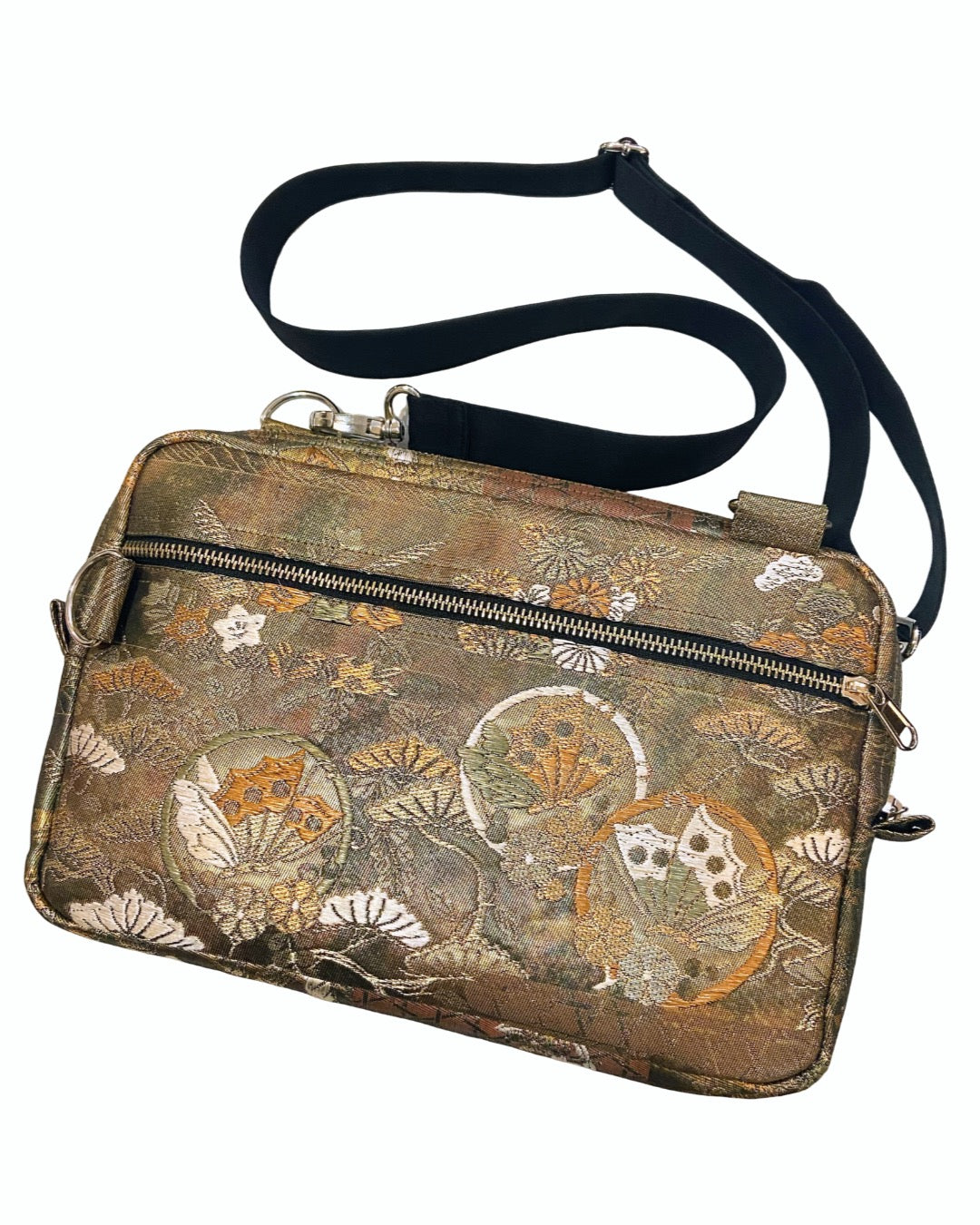 TATZU 着物リメイク 鶴金襴 ショルダーバッグ / Remade Kimono Crane Brocade Shoulder Bag