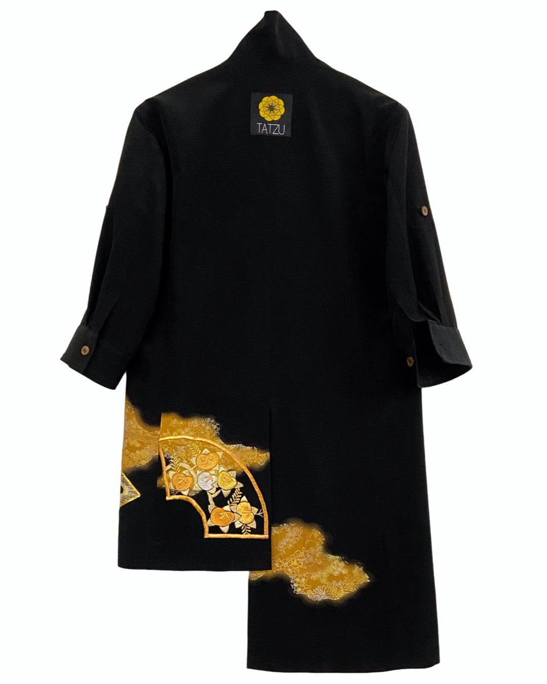 TATZU 黒留袖リメイク スタンドカラー アシンメトリーロングジャケット - Edition I / Remade Kurotomesode Stand Collar Asymmetry Long Jacket