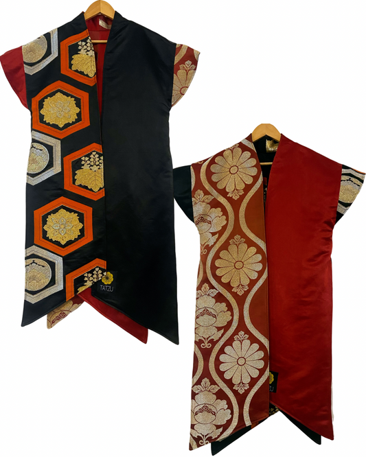 TATZU 黒帯リメイク リバーシブル アシンメトリー ウォリアーガウン - Edition Ⅱ / Remade Kuro-Obi Reversible Asymmetry Warrior Gown