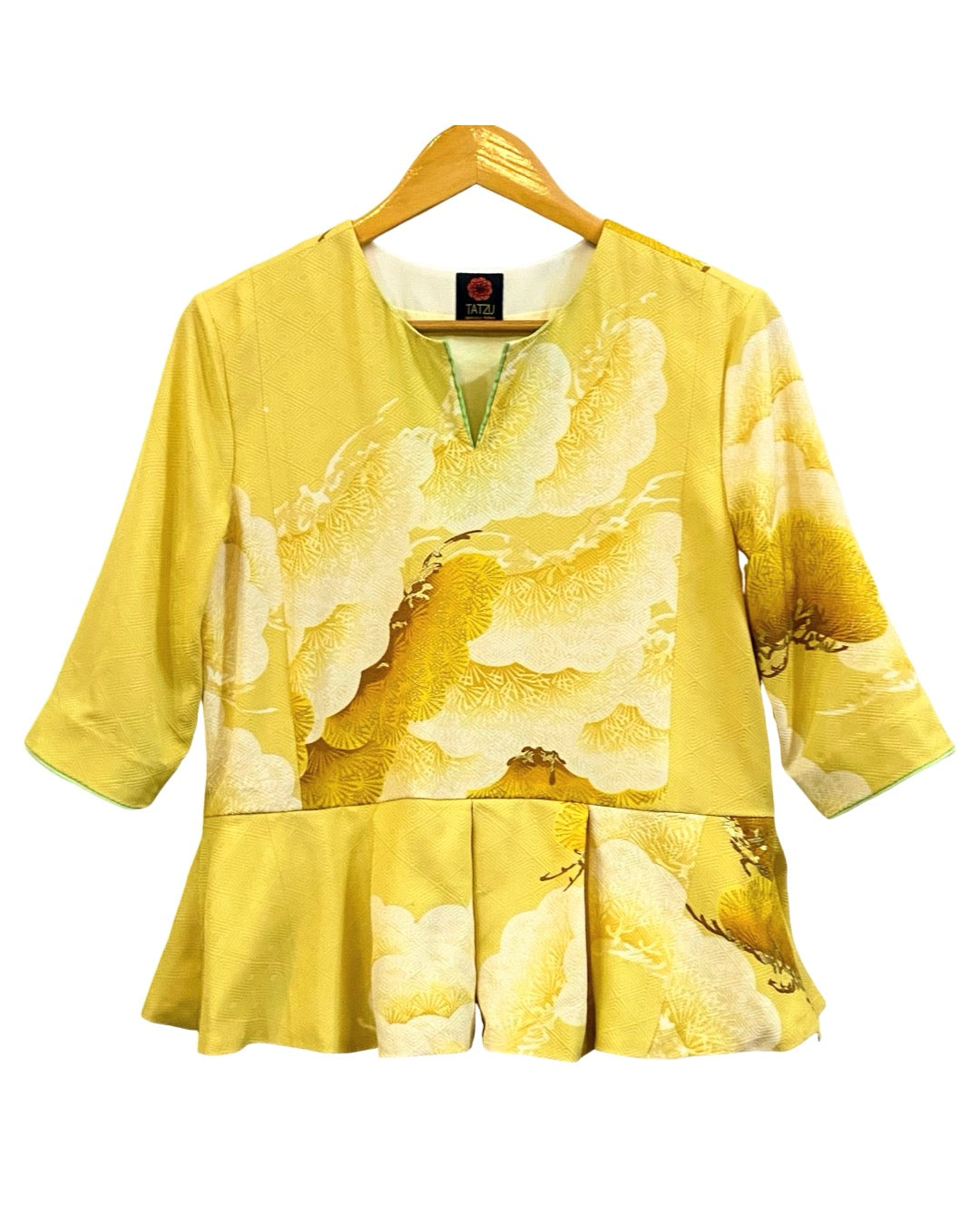 TATZU 着物リメイク セットアップ ペプラムトップス＆アシンメトリーラップスカート｜Golden Auspicious Pine / Remade Kimono Set-Up