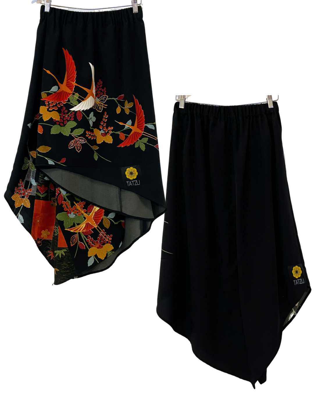 TATZU 黒留袖リメイク アシンメトリー ドレープレイヤード スカート - Edition Ⅱ / Remade Kurotomesode Asymmetry Drape Layered Skirt