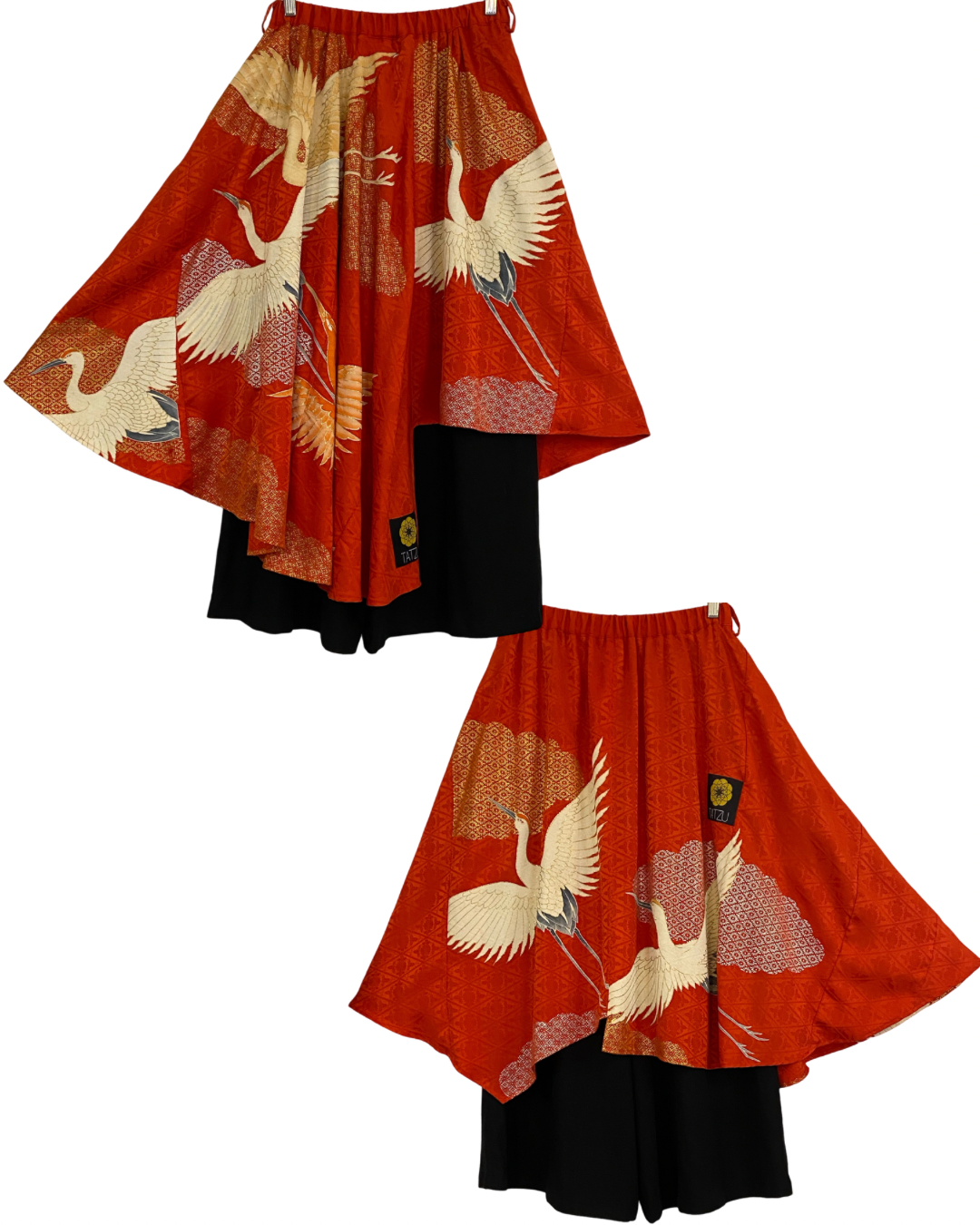 TATZU 着物リメイク アシンメトリー ドレープレイヤード スカート&パンツ - Edition Ⅱ / Remade Kurotomesode Asymmetry Drape Layered Skirt & Pant