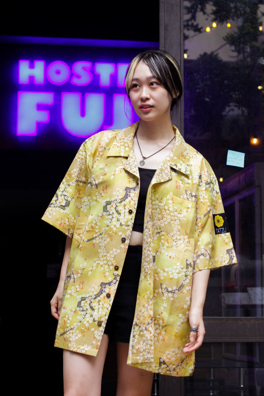 TATZU 着物リメイク アロハシャツ｜即納限定アイテム XXL / Golden Plum ゴールデン・プラム