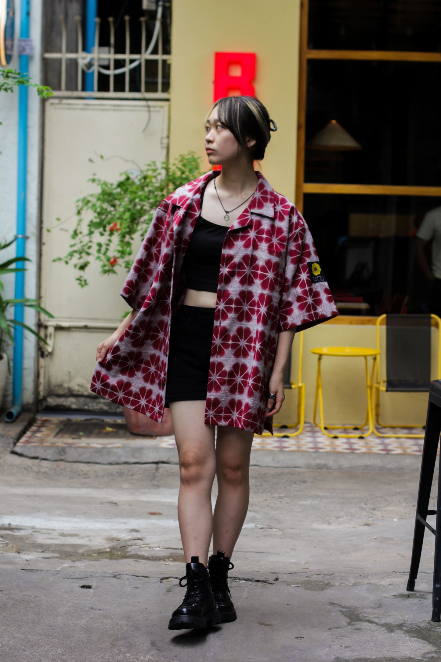 TATZU 着物リメイク アロハシャツ｜即納限定アイテム XXXL / Shibori Crimson シボリ・クリムゾン