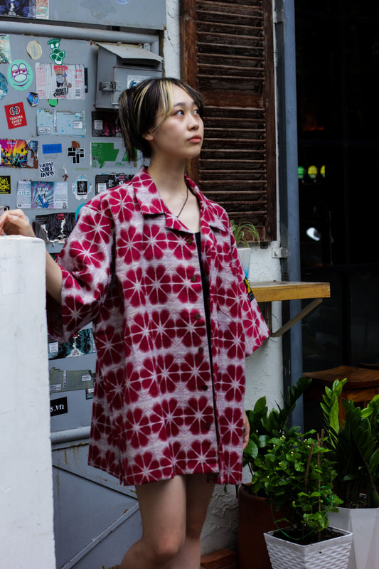TATZU 着物リメイク アロハシャツ｜即納限定アイテム XXXL / Shibori Crimson シボリ・クリムゾン